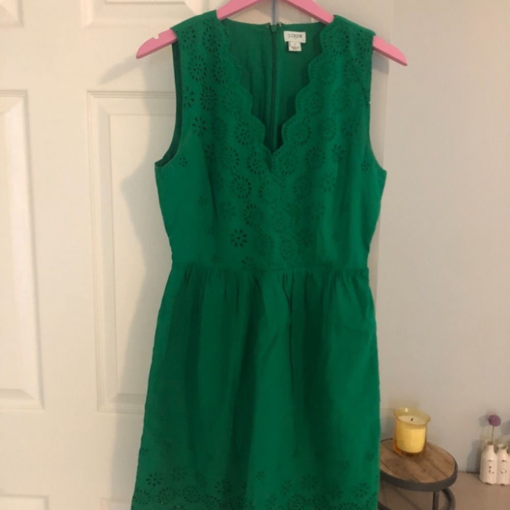 J Crew Green Eyelet Dress